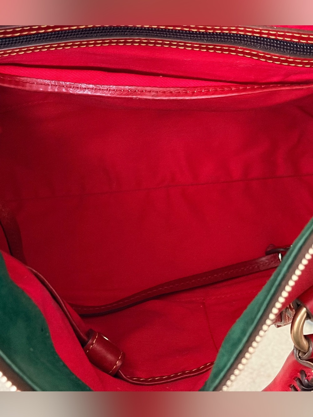 Dooney & Bourke Red Leather Shoulder Satchel with Braided Handle - Picture 5 of 8